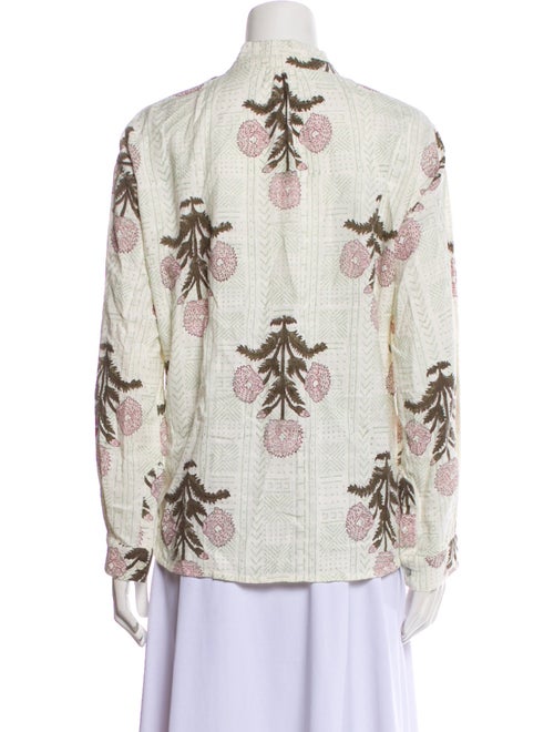 Alix of Bohemia Floral Print Mock Neck Button-Up Top