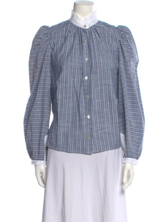 Alix of Bohemia Plaid Print Mock Neck Button-Up Top
