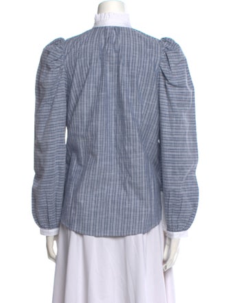 Alix of Bohemia Plaid Print Mock Neck Button-Up Top