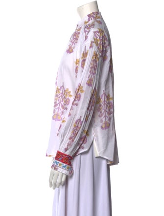 Alix of Bohemia Floral Print Mock Neck Button-Up Top