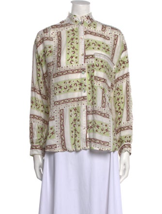 Alix of Bohemia Printed Mock Neck Button-Up Top