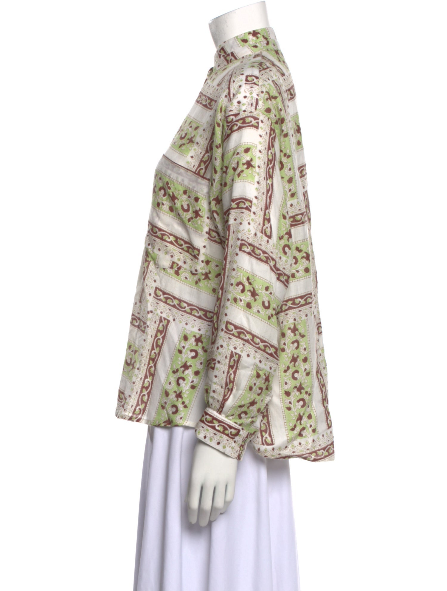 Alix of Bohemia Printed Mock Neck Button-Up Top