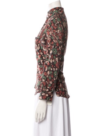 Alix of Bohemia Floral Print Mock Neck Button-Up Top