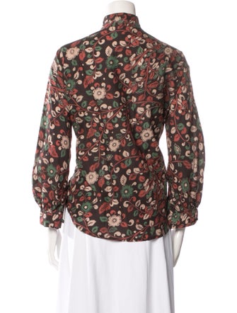 Alix of Bohemia Floral Print Mock Neck Button-Up Top