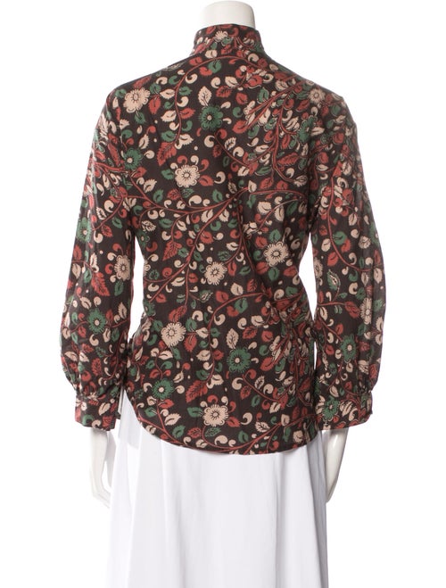 Alix of Bohemia Floral Print Mock Neck Button-Up Top