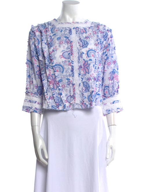 Alix of Bohemia Floral Print Mock Neck Crop Top