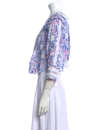 Alix of Bohemia Floral Print Mock Neck Crop Top