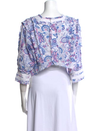 Alix of Bohemia Floral Print Mock Neck Crop Top