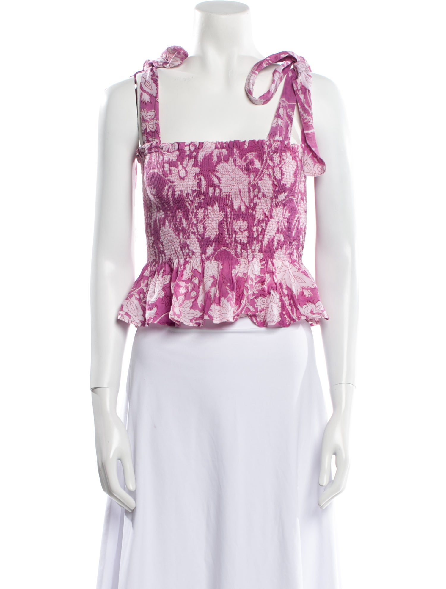 Alix of Bohemia Floral Print Square Neckline Crop Top