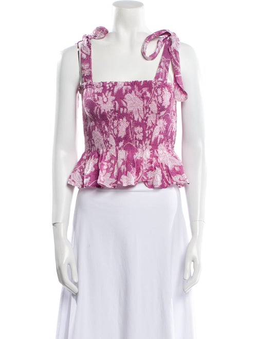 Alix of Bohemia Floral Print Square Neckline Crop Top