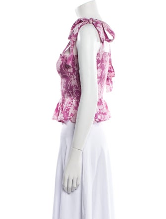 Alix of Bohemia Floral Print Square Neckline Crop Top