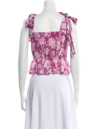 Alix of Bohemia Floral Print Square Neckline Crop Top