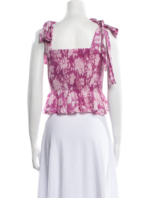 Alix of Bohemia Floral Print Square Neckline Crop Top