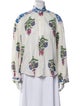 Alix of Bohemia Floral Print Mock Neck Button-Up Top