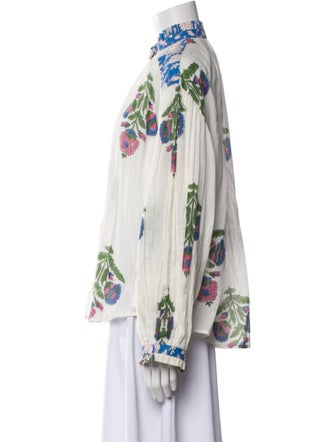Alix of Bohemia Floral Print Mock Neck Button-Up Top