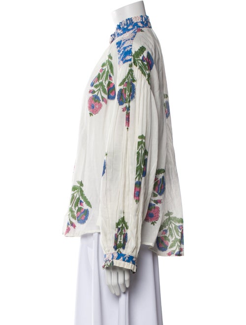 Alix of Bohemia Floral Print Mock Neck Button-Up Top