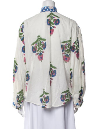 Alix of Bohemia Floral Print Mock Neck Button-Up Top