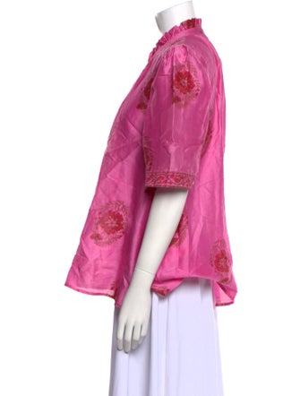 Alix of Bohemia Printed Mock Neck Button-Up Top