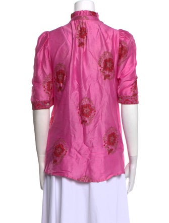 Alix of Bohemia Printed Mock Neck Button-Up Top