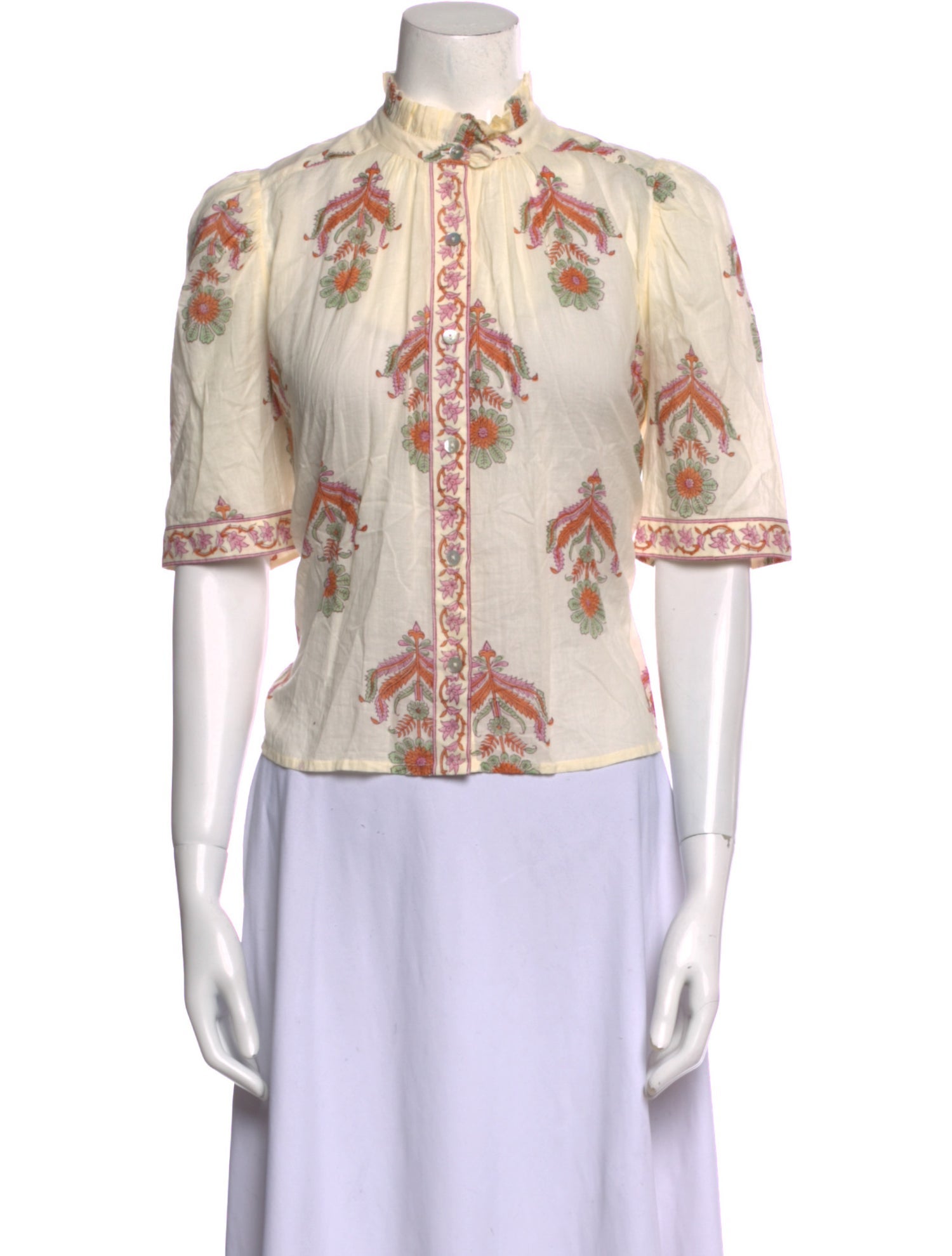 Alix of Bohemia Graphic Print Mock Neck Blouse