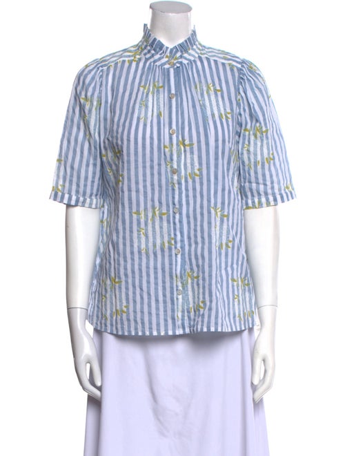 Alix of Bohemia Striped Mock Neck Button-Up Top