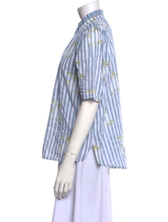Alix of Bohemia Striped Mock Neck Button-Up Top