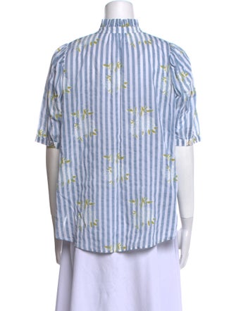 Alix of Bohemia Striped Mock Neck Button-Up Top