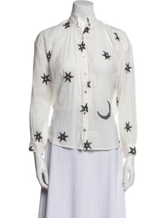 Alix of Bohemia Printed Mock Neck Button-Up Top