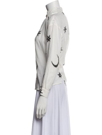 Alix of Bohemia Printed Mock Neck Button-Up Top