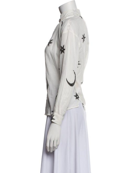 Alix of Bohemia Printed Mock Neck Button-Up Top