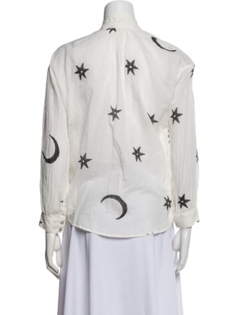 Alix of Bohemia Printed Mock Neck Button-Up Top