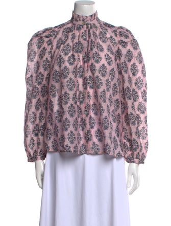 Alix of Bohemia Floral Print Mock Neck Blouse