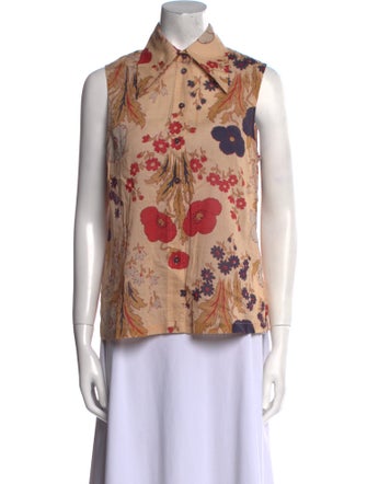 Alix of Bohemia Floral Print Sleeveless Button-Up Top