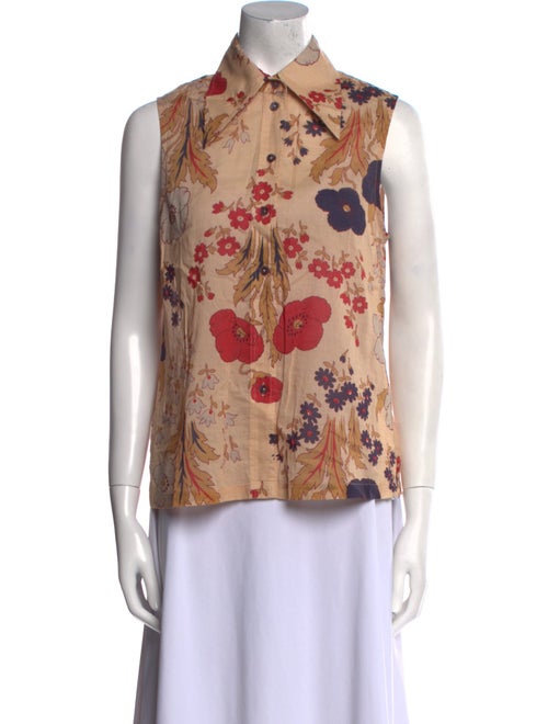 Alix of Bohemia Floral Print Sleeveless Button-Up Top
