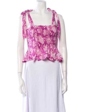 Alix of Bohemia Floral Print Square Neckline Crop Top