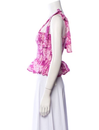 Alix of Bohemia Floral Print Square Neckline Crop Top