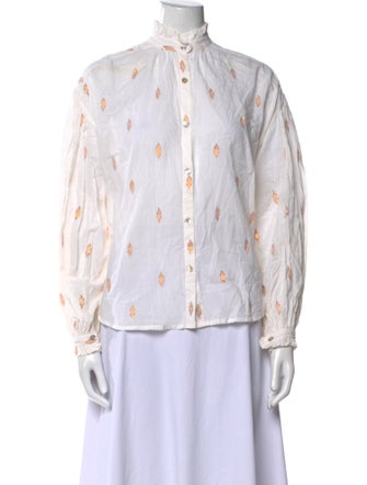 Alix of Bohemia Printed Mock Neck Button-Up Top