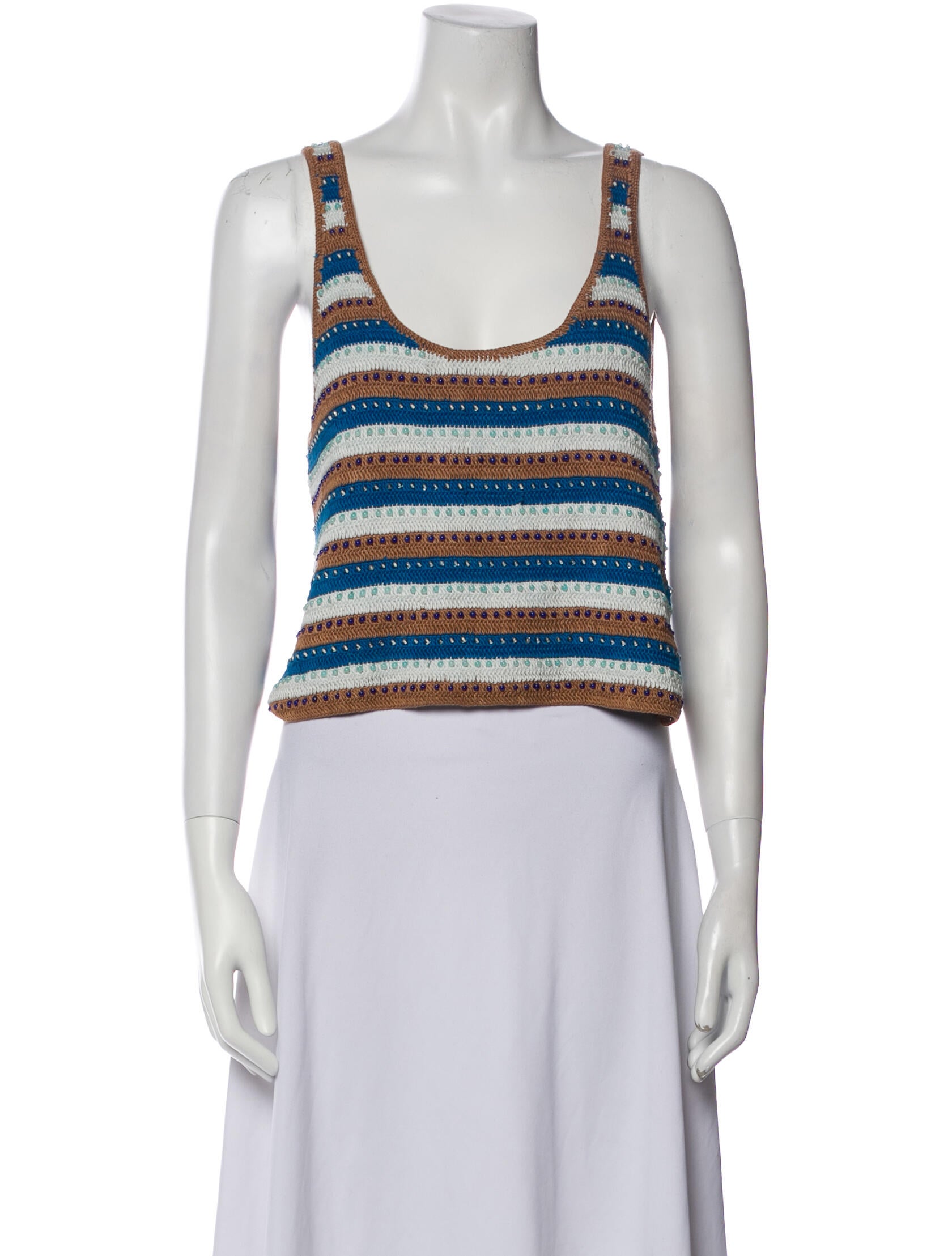 Alix of Bohemia Striped Scoop Neck Crop Top