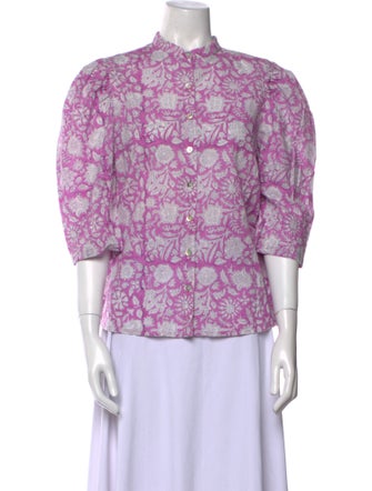 Alix of Bohemia Floral Print Mock Neck Blouse