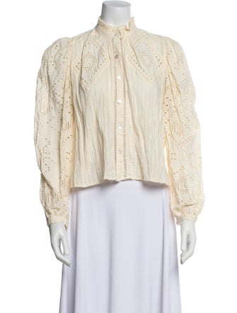 Alix of Bohemia Lace Pattern Mock Neck Blouse
