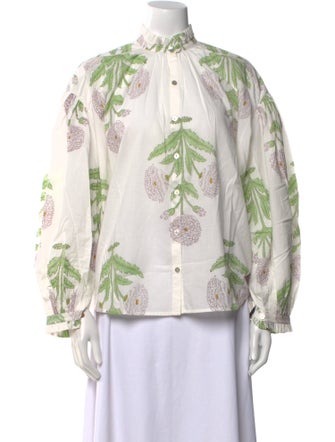 Alix of Bohemia Floral Print Mock Neck Button-Up Top