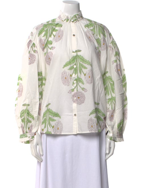 Alix of Bohemia Floral Print Mock Neck Button-Up Top
