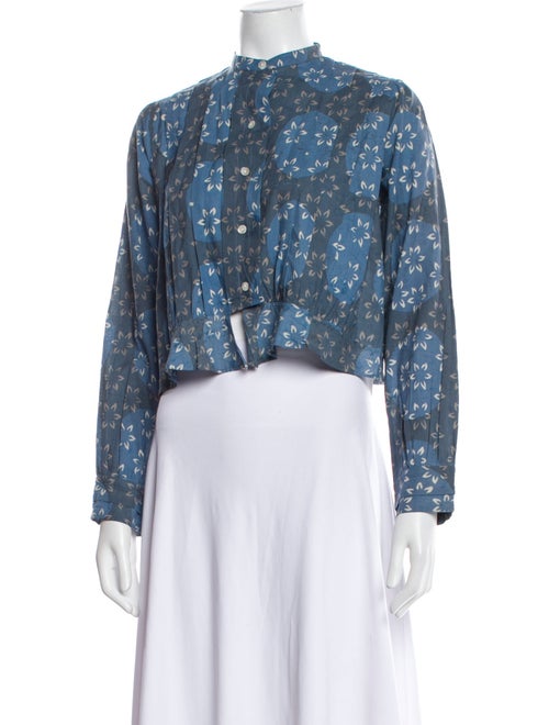 Alix of Bohemia Floral Print Mock Neck Crop Top