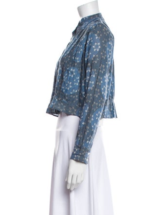 Alix of Bohemia Floral Print Mock Neck Crop Top