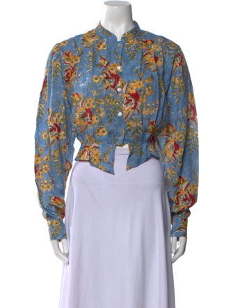 Alix of Bohemia Floral Print Mock Neck Crop Top