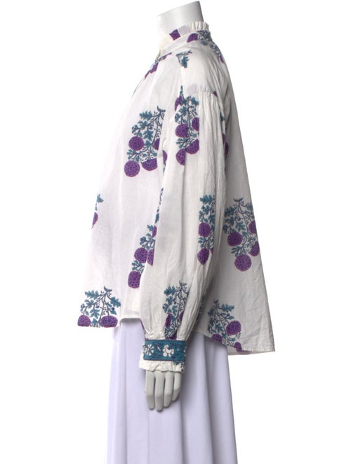 Alix of Bohemia Floral Print Mock Neck Button-Up Top