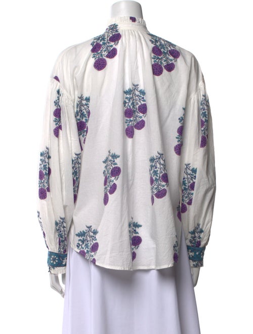 Alix of Bohemia Floral Print Mock Neck Button-Up Top