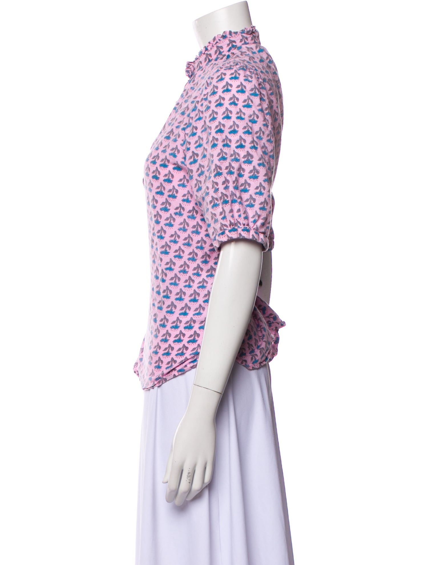 Alix of Bohemia Printed Mock Neck Button-Up Top