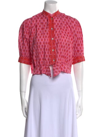 Alix of Bohemia Floral Print Mock Neck Crop Top