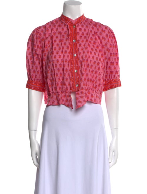 Alix of Bohemia Floral Print Mock Neck Crop Top